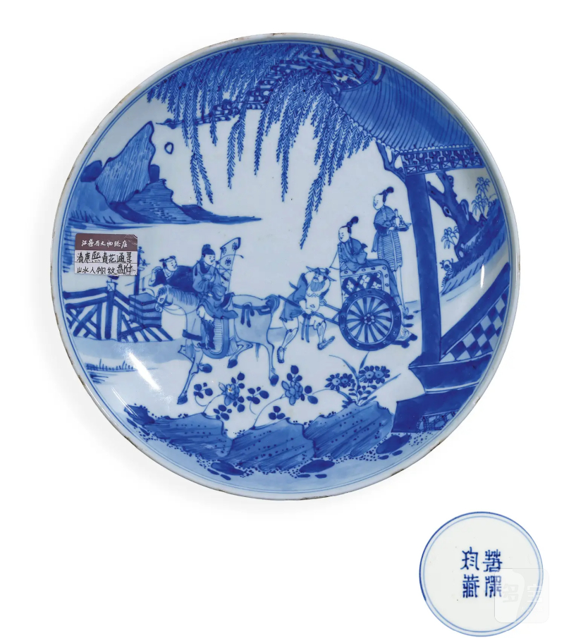 清康熙 青花西厢记纹大盘